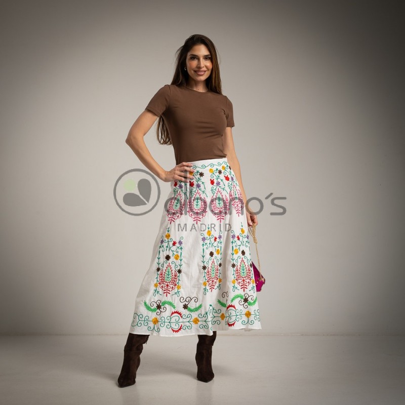 FALDA FORRADA BORDADA CUZCO REF.82127-1