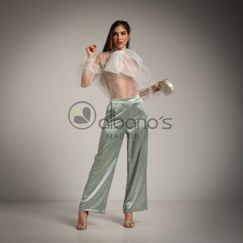 BLUSA HALTER IN ORGANZA PLUMETI RIF. 5021-1