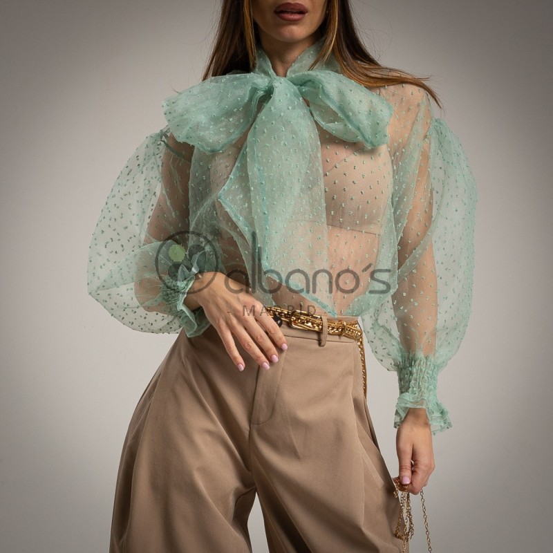 BLUSA HALTER DE ORGANZA PLUMETI REF. 5021-24