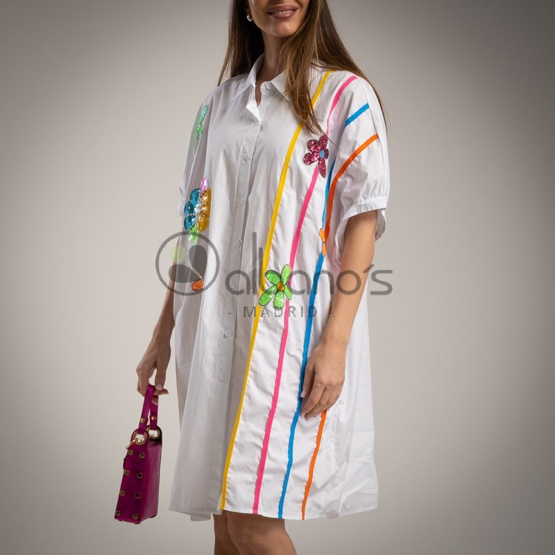 VESTIDO TIRAS GROGEN FLOR PAILLETS REF.51357-1