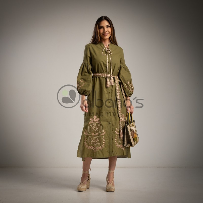 VESTIDO FORRADO BORDADO + CITURÓN RAIPUR REF.80015-16