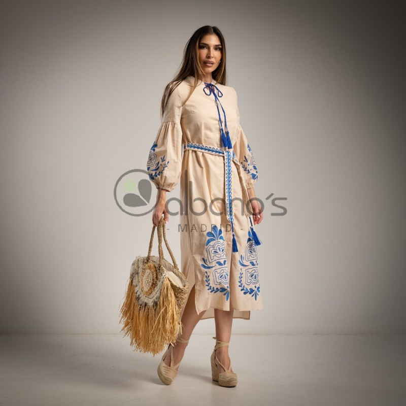 VESTIDO FORRADO BORDADO + CITURÓN RAIPUR REF.80015-14