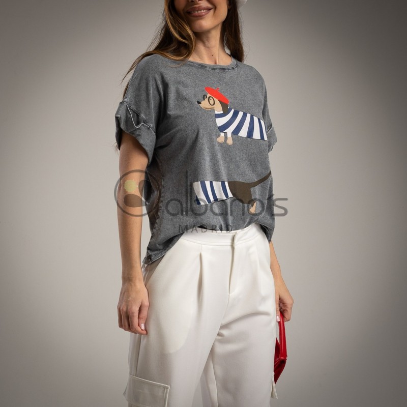 T-SHIRT OVERSIZE TECKEL PARISINO REF.17124-8