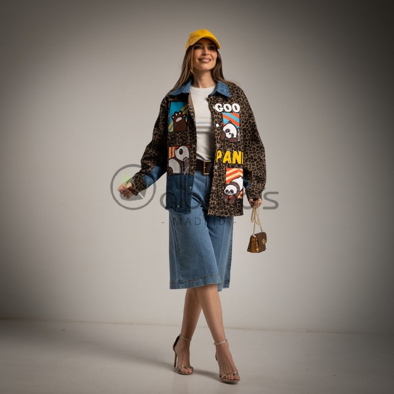 CHAQUETA OVERSIZE JOYA DENIM A.PRINT PANDA REF.25037-31