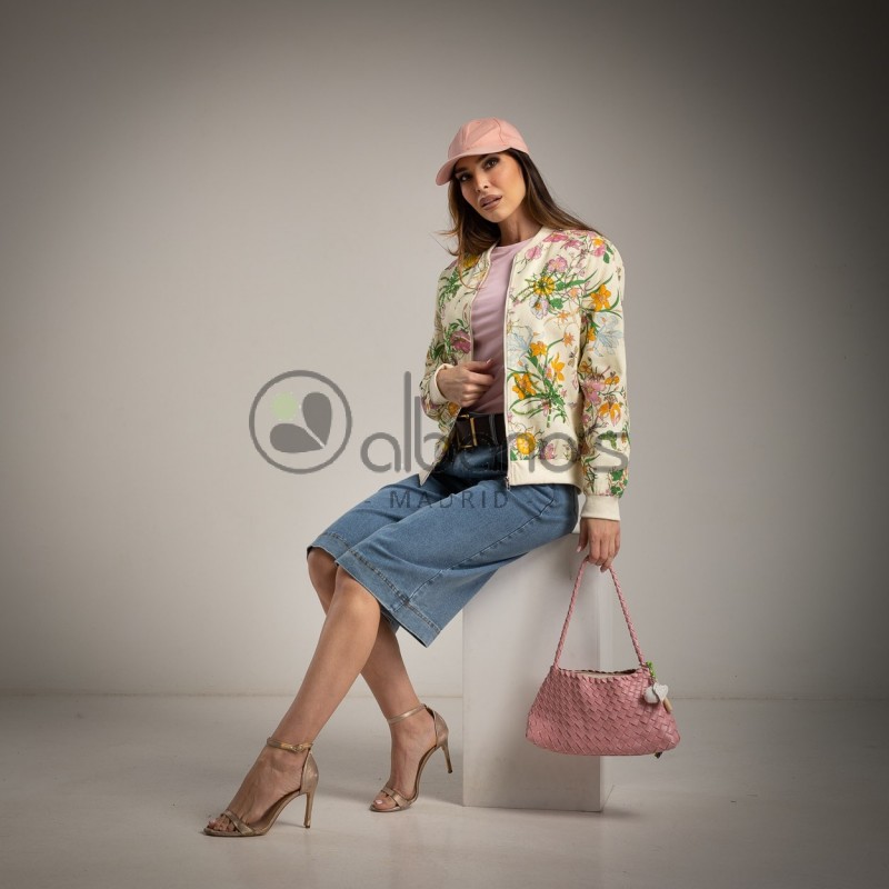 BOMBER FODERATO RICAMATO CON LIBELLULE RIF. 856-14