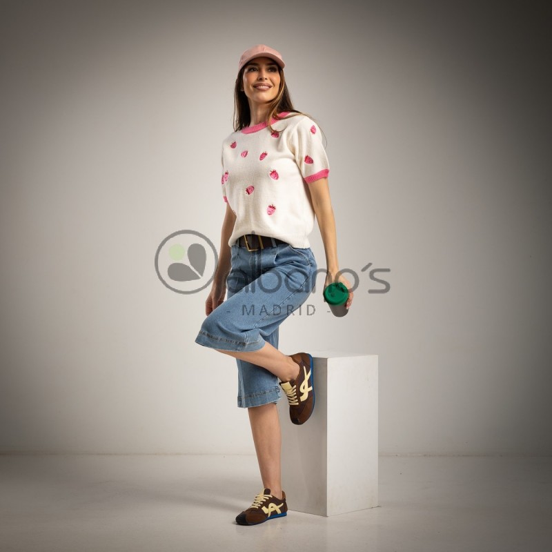 STRAWBERRY SWEATER CONTRAST PIPING REF. 8120-36