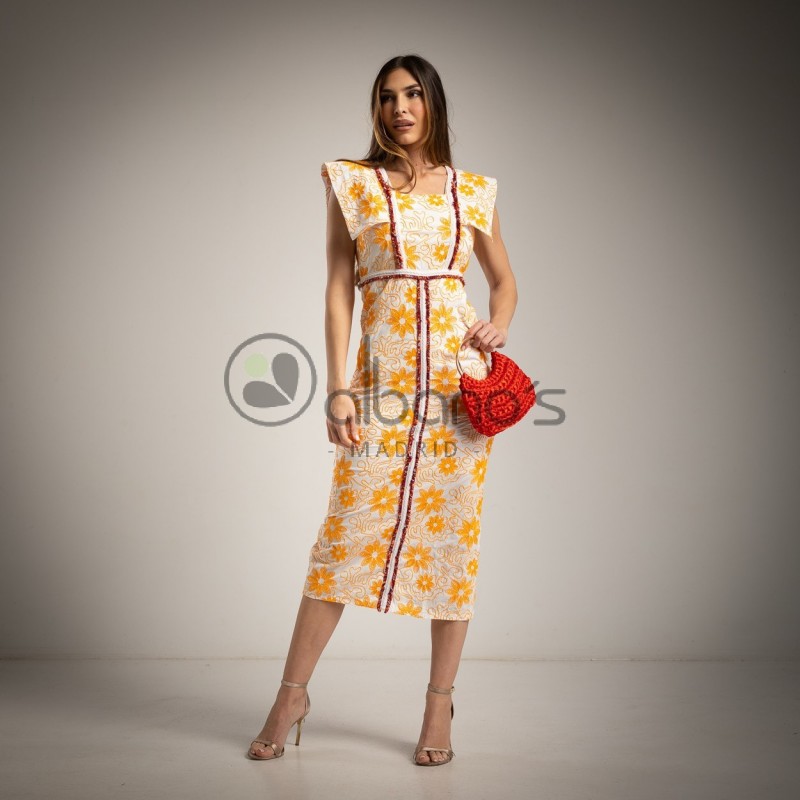 VESTIDO FORRADO BORDADOS MALUMA REF.82132-1