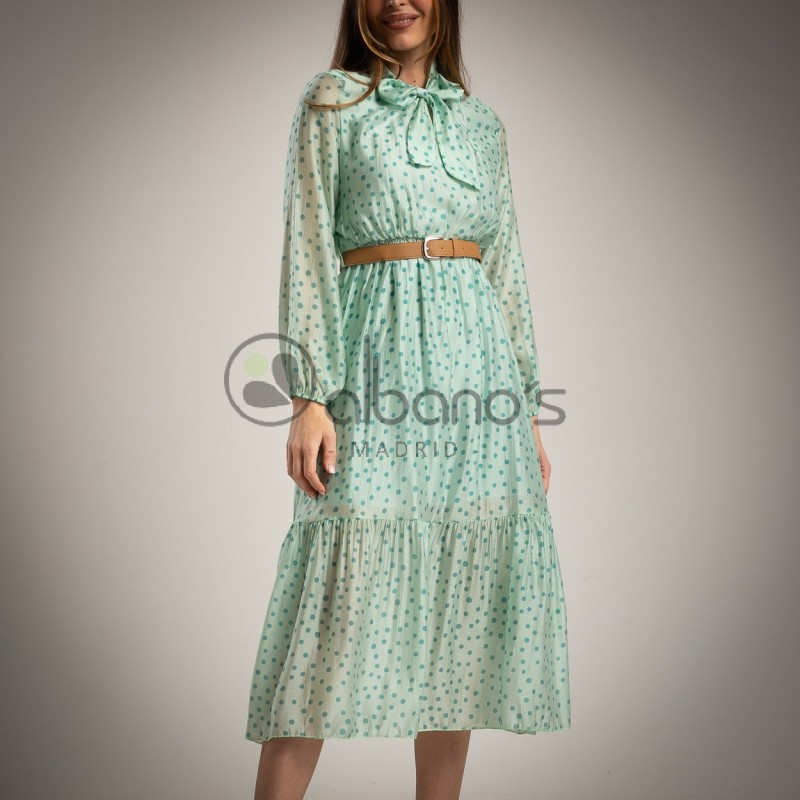 VESTIDO FORRADO C/ HALTER TOPOS REF.39622-24