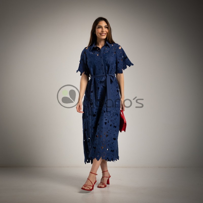 VESTIDO CON FORRO TROQUELADO FLOR REF.2811-19