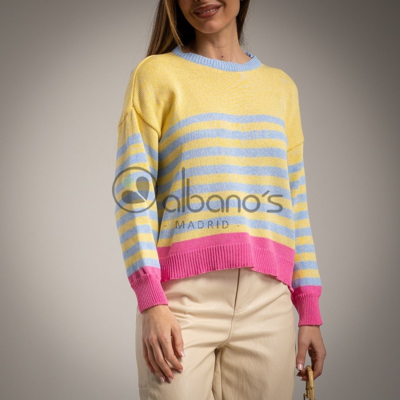 SWEATER STRIPES COTTON CONTRASTE REF.3658-63