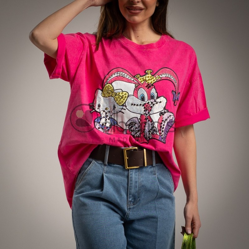 OVERSIZE T-SHIRT JEWEL KITTY PAILLETS REF.16830-37