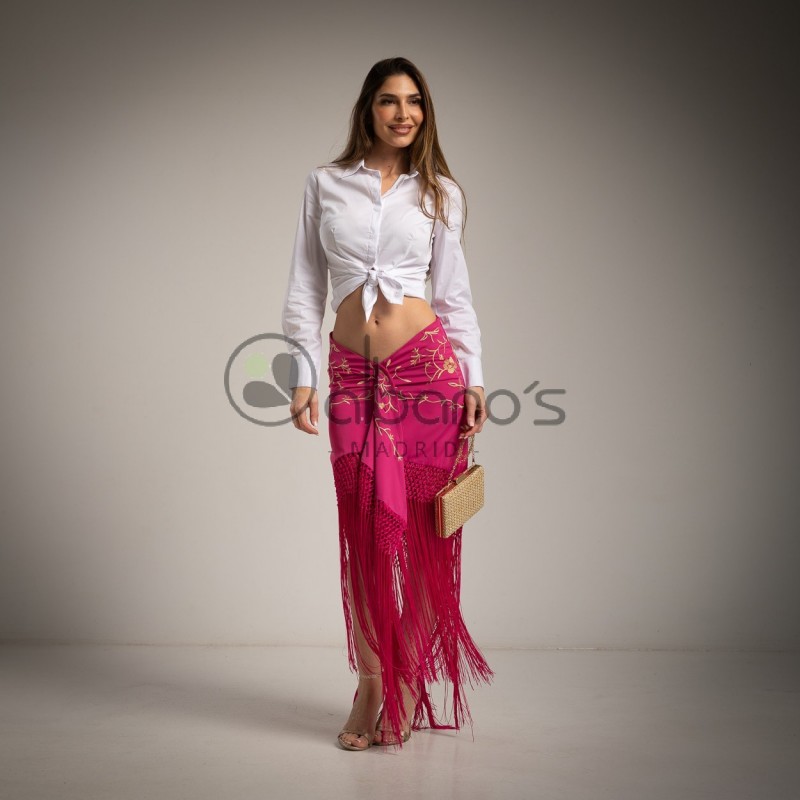 FALDA MANTÓN ENREJADO FLECOS REF.2903-41