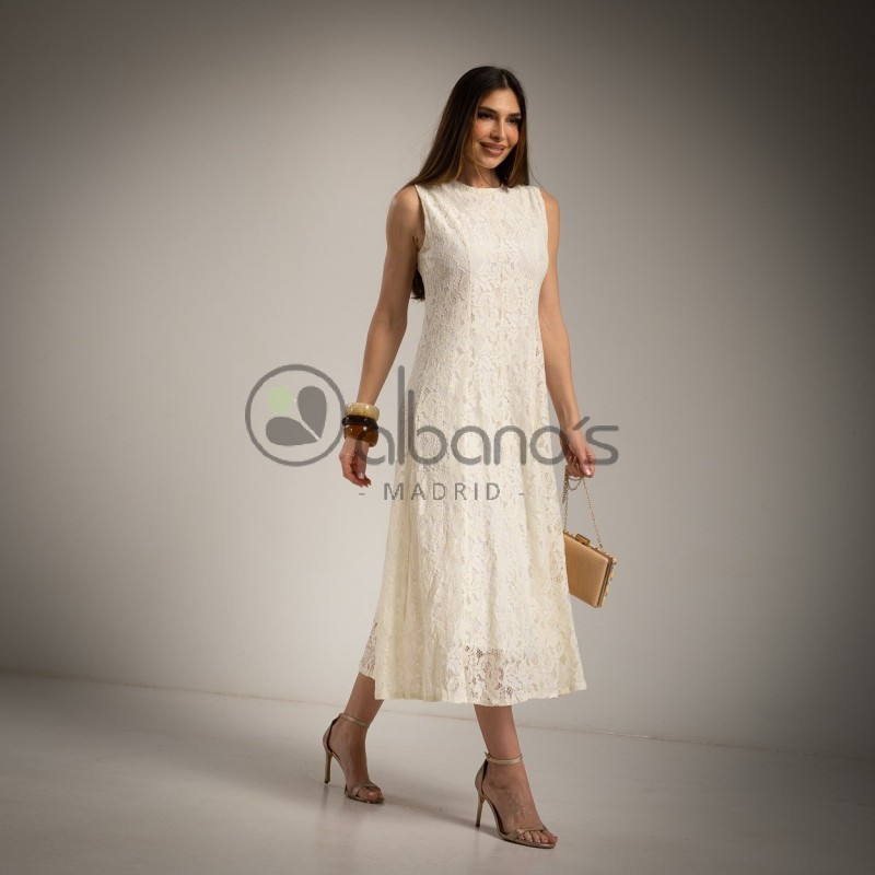 VESTIDO FORRADO GUIPUR QUILLAS REF.82057-17