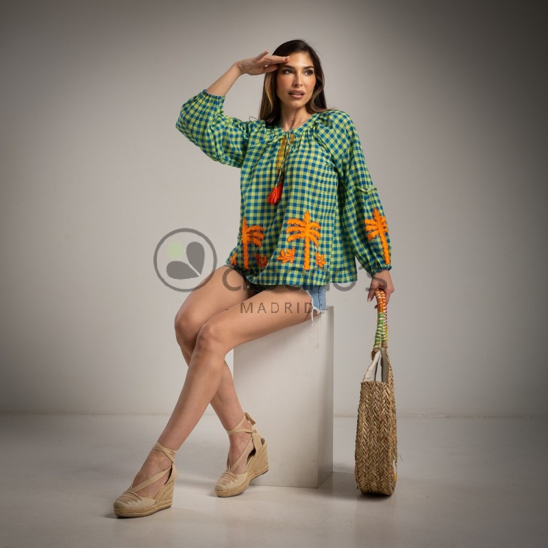 BLUSA BORDADA GINGHAM PALMS REF.25655-40