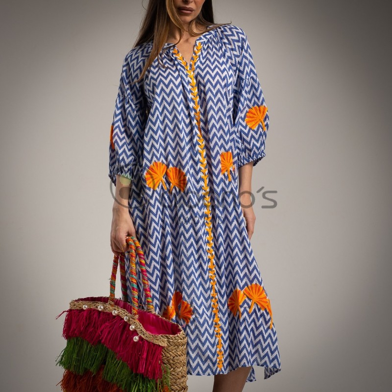 VESTIDO ZIG-ZAG BORDADA CHRYSANTHEMUN REF.25651-4