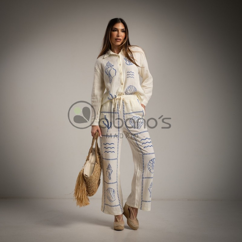 CONJUNTO DE 2 PEÇAS BAMBULA CONCHAS BORDADAS REF.3004-17