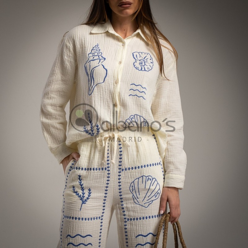 CONJUNTO DE 2 PEÇAS BAMBULA CONCHAS BORDADAS REF.3004-17