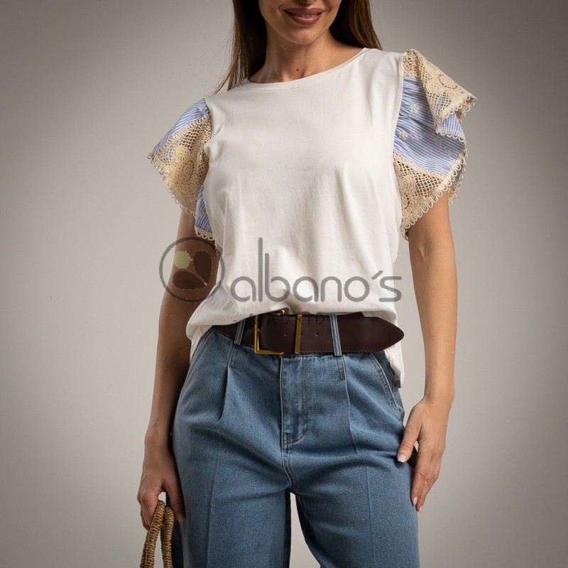 T-SHIRT MANGA STRIPES CROCHET REF.36097-1