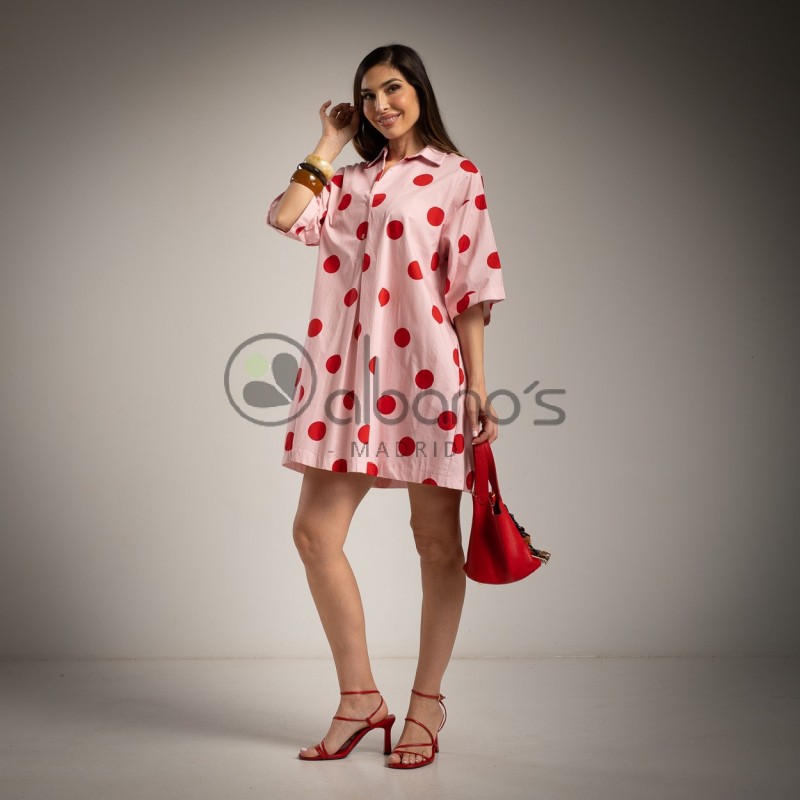 VESTIDO CAMISERO BOLSILLOS POLKA DOTS MAXI REF.19062-9