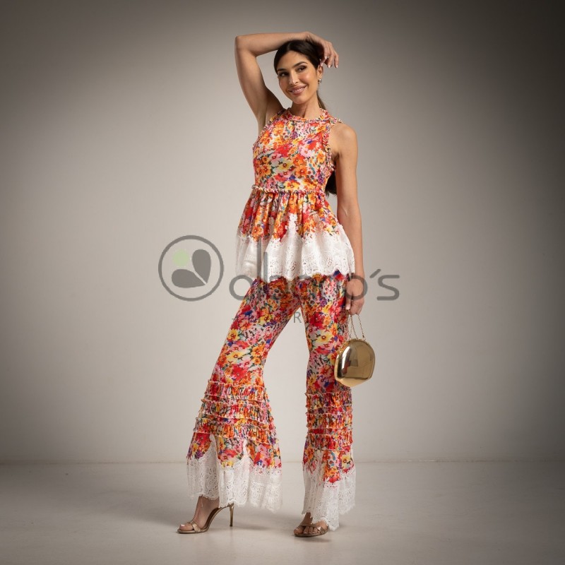 SET 2 PIEZAS FORRADA FLORAL BAJOS PUNTILLA REF.12762-3