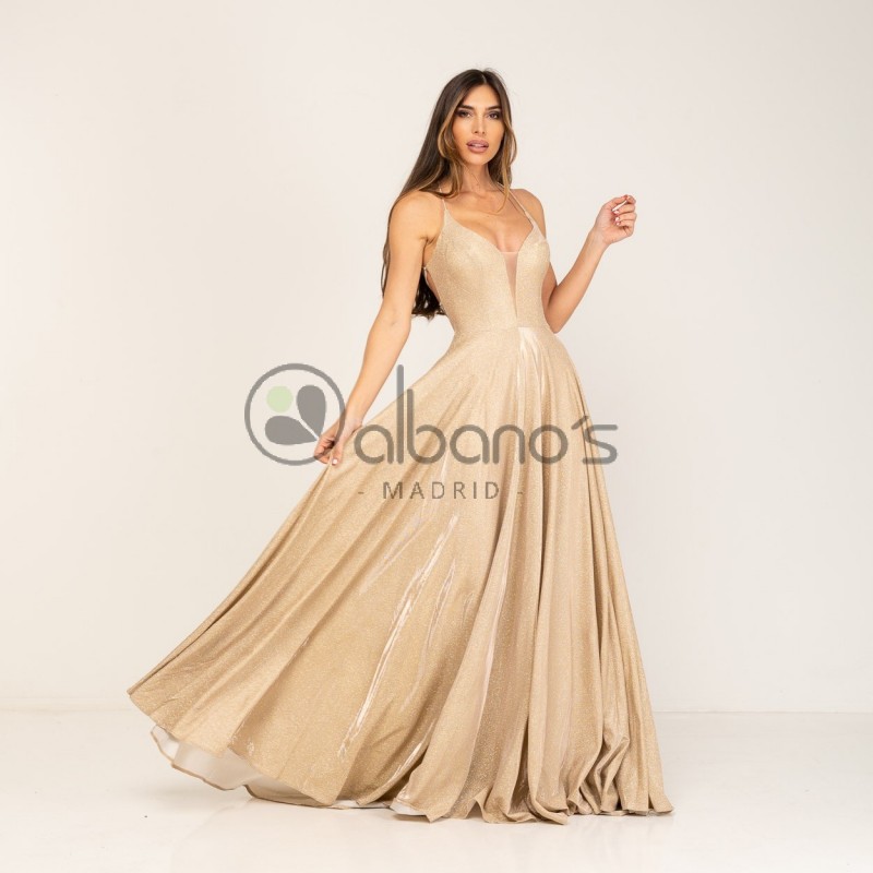 LONG SHINY DRESS WITH CROSSED BACK REF.6387-14