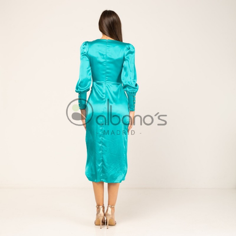 LONG SLEEVE SATIN MIDI DRESS WITH BUTTONS REF.226251-20