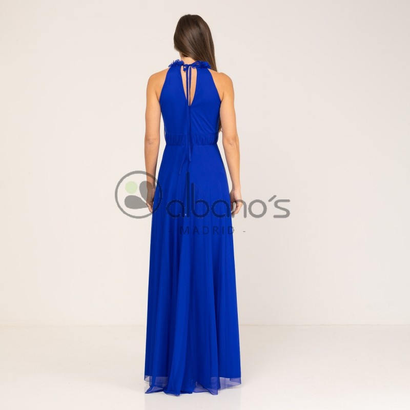 LONG DRESS WITH FLORAL NECKLINE REF.131075-4