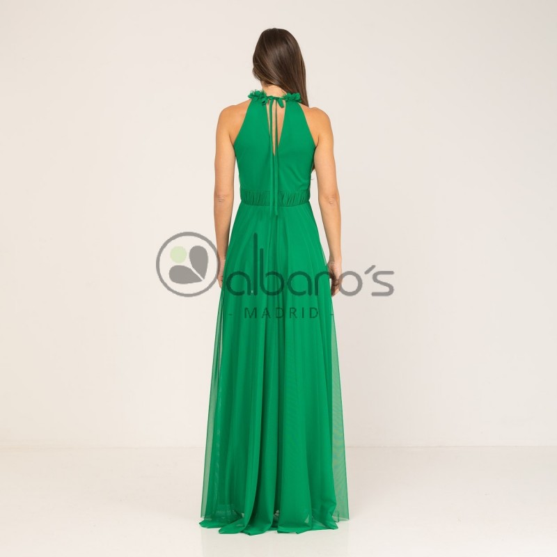 LONG DRESS WITH FLORAL NECKLINE REF.131075-5