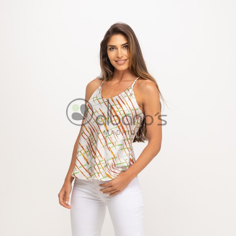 BIAS TOP WITH TRACES PRINT REF.3531-14