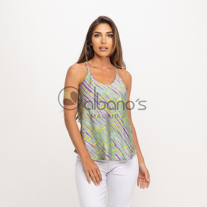 BIAS TOP WITH TRACES PRINT REF.3531-24