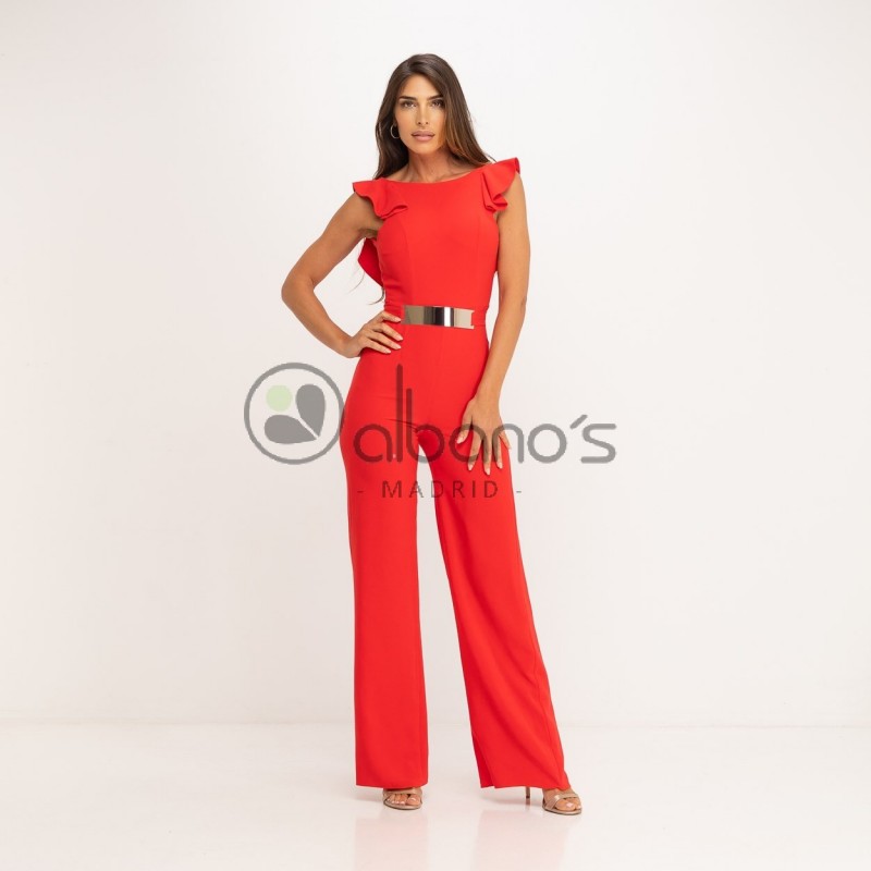 JUMPSUIT WITH RUFFLED BACK WITH BUCKLE BELT REF.10211-3