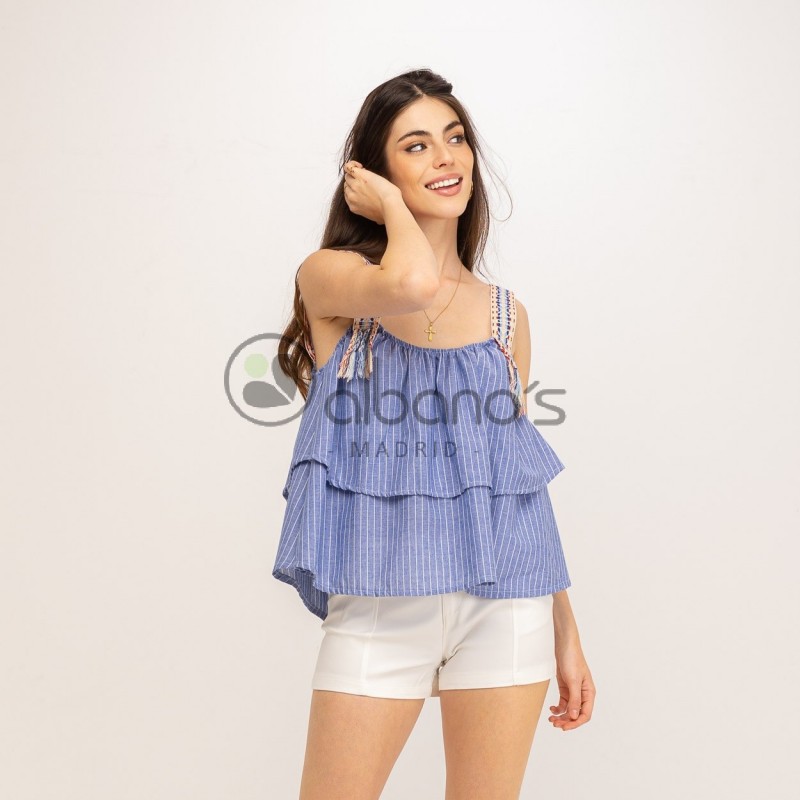 STRIPED TOP WITH STRAPS FITTINGS REF.89877-31