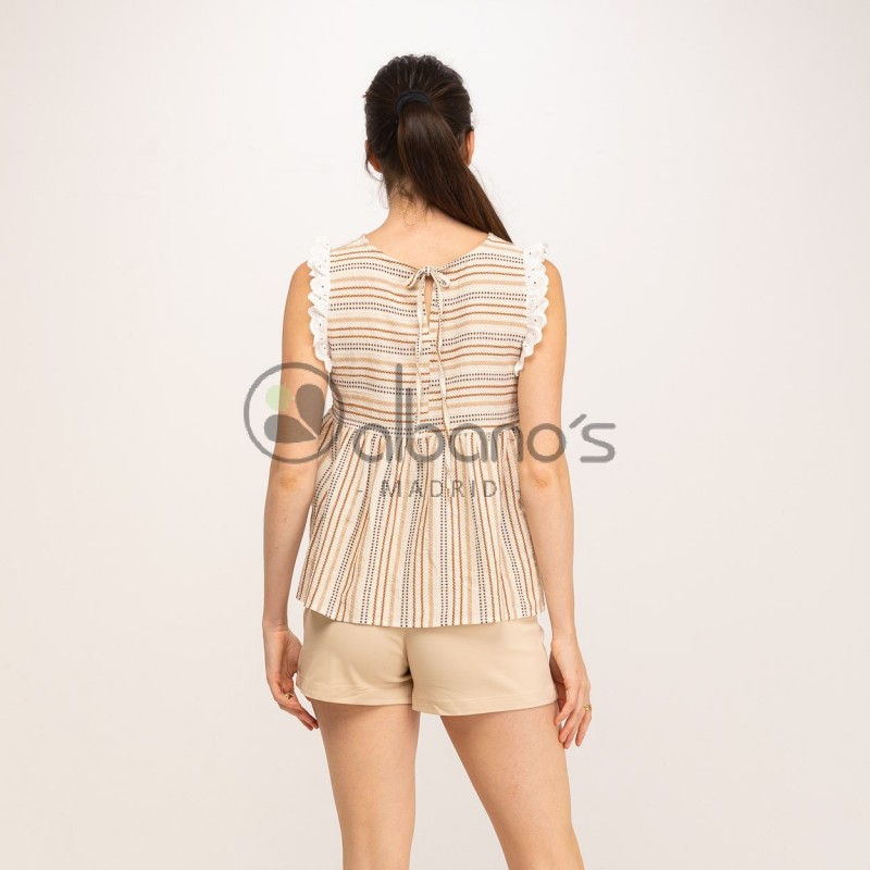 STRIPE TOP WITH RUFFLED SLEEVE REF.890172-18